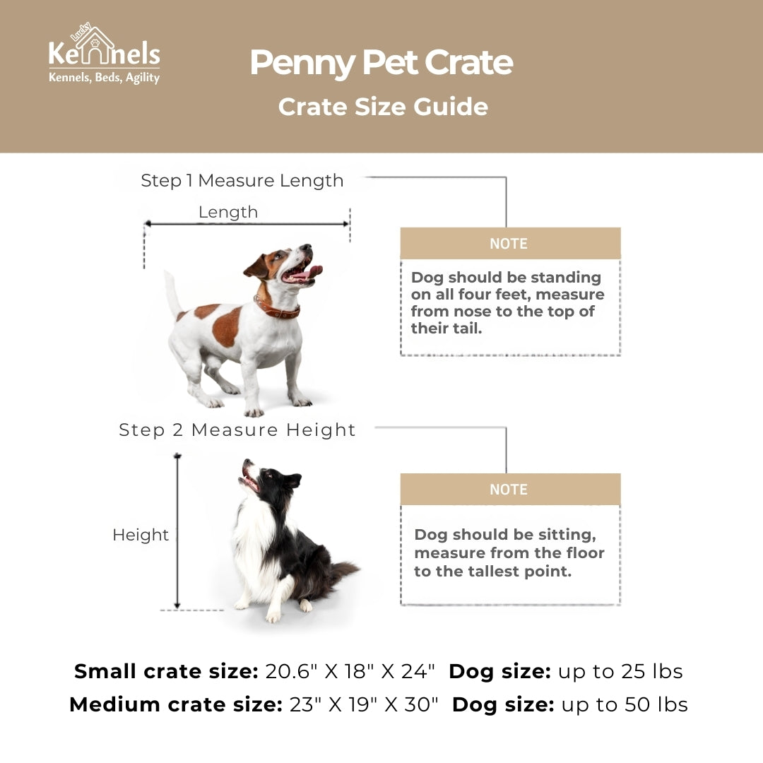 Lucky Kennels Penny Pet Crate Stylish Dog Furniture with Sleek Black Metal gate, enhances Airflow and Visibility.