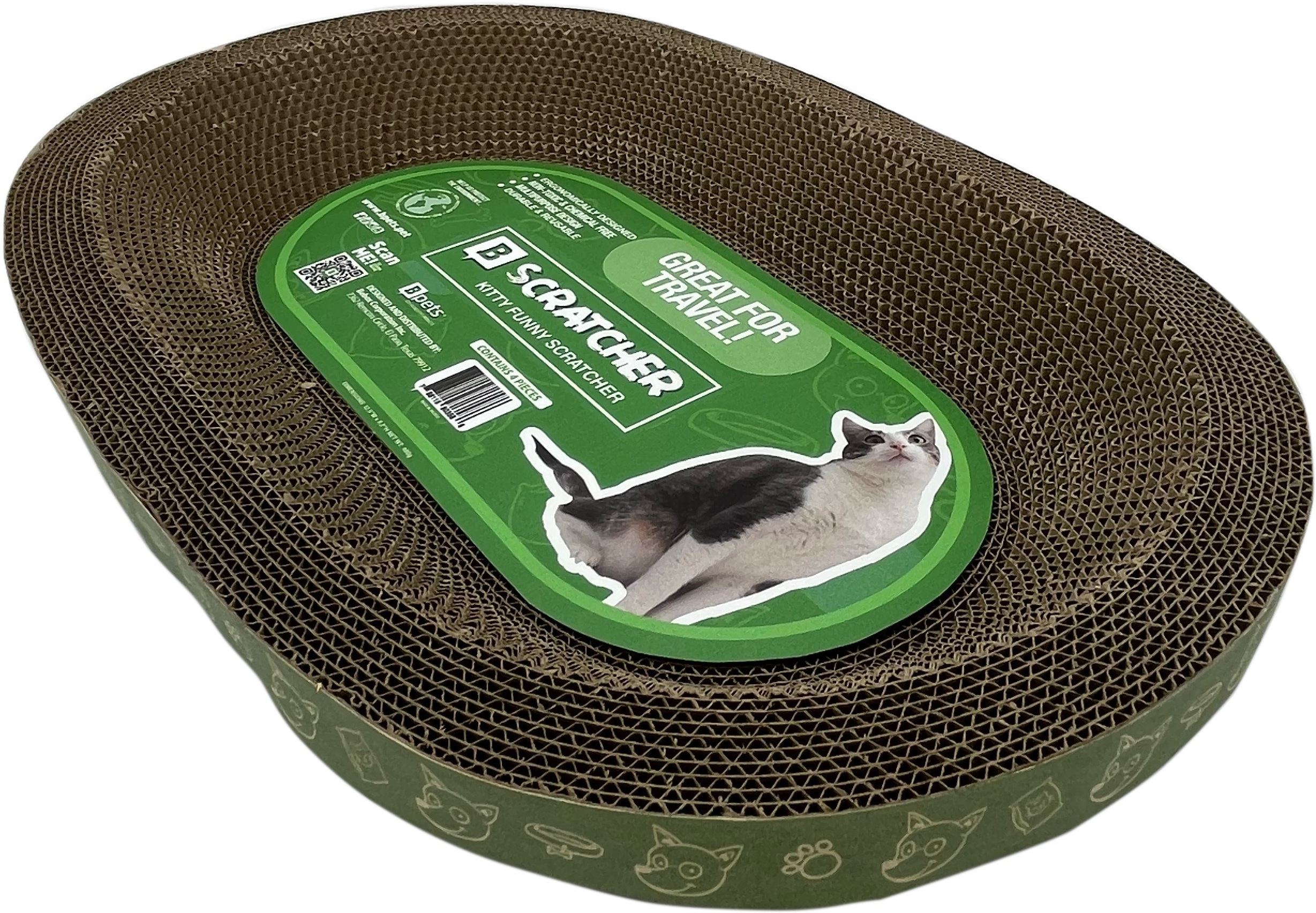 B Scratcher - Kitty Funny Oval Scratcher-Pet's Choice Supply