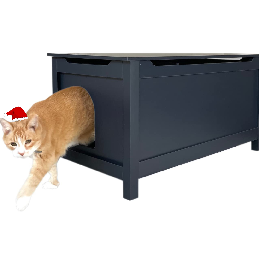 Parker Designer Catbox Litter Box Enclosure in Charcoal Black