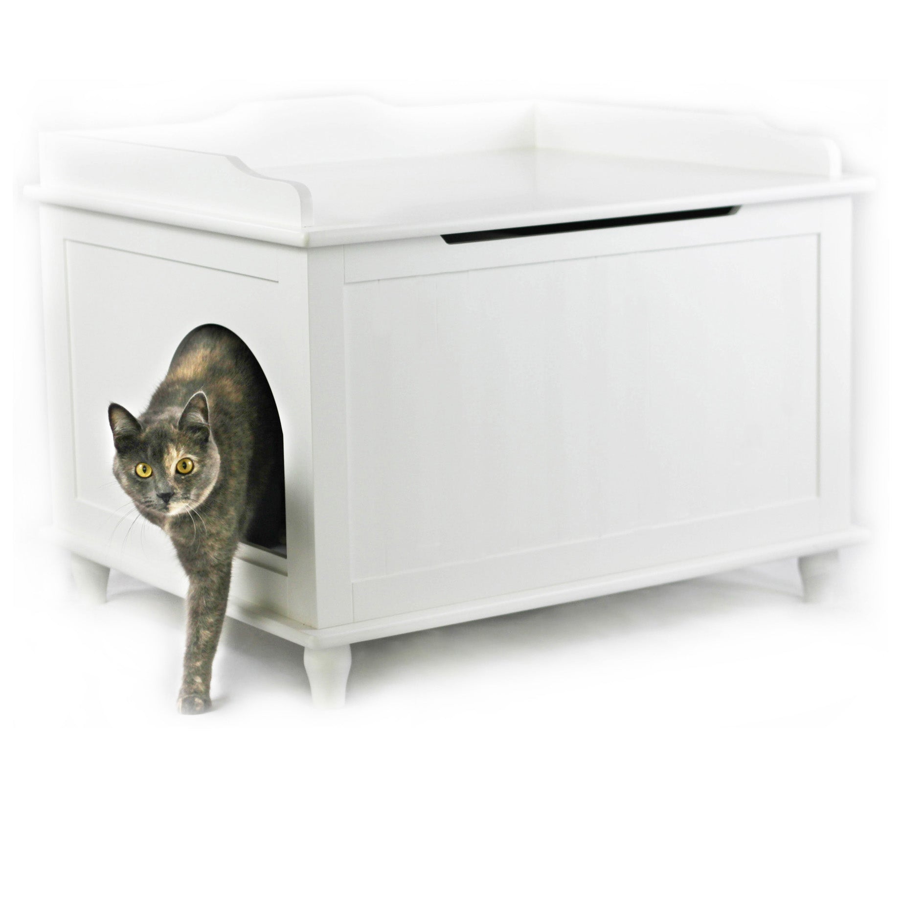 Jumbo Designer Catbox Litter Box Enclosure in White
